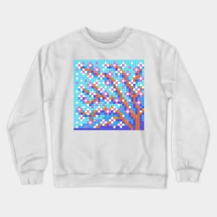 Lofi Spring Tree with Pink Blossoms Pixel Painting Crewneck Sweatshirt